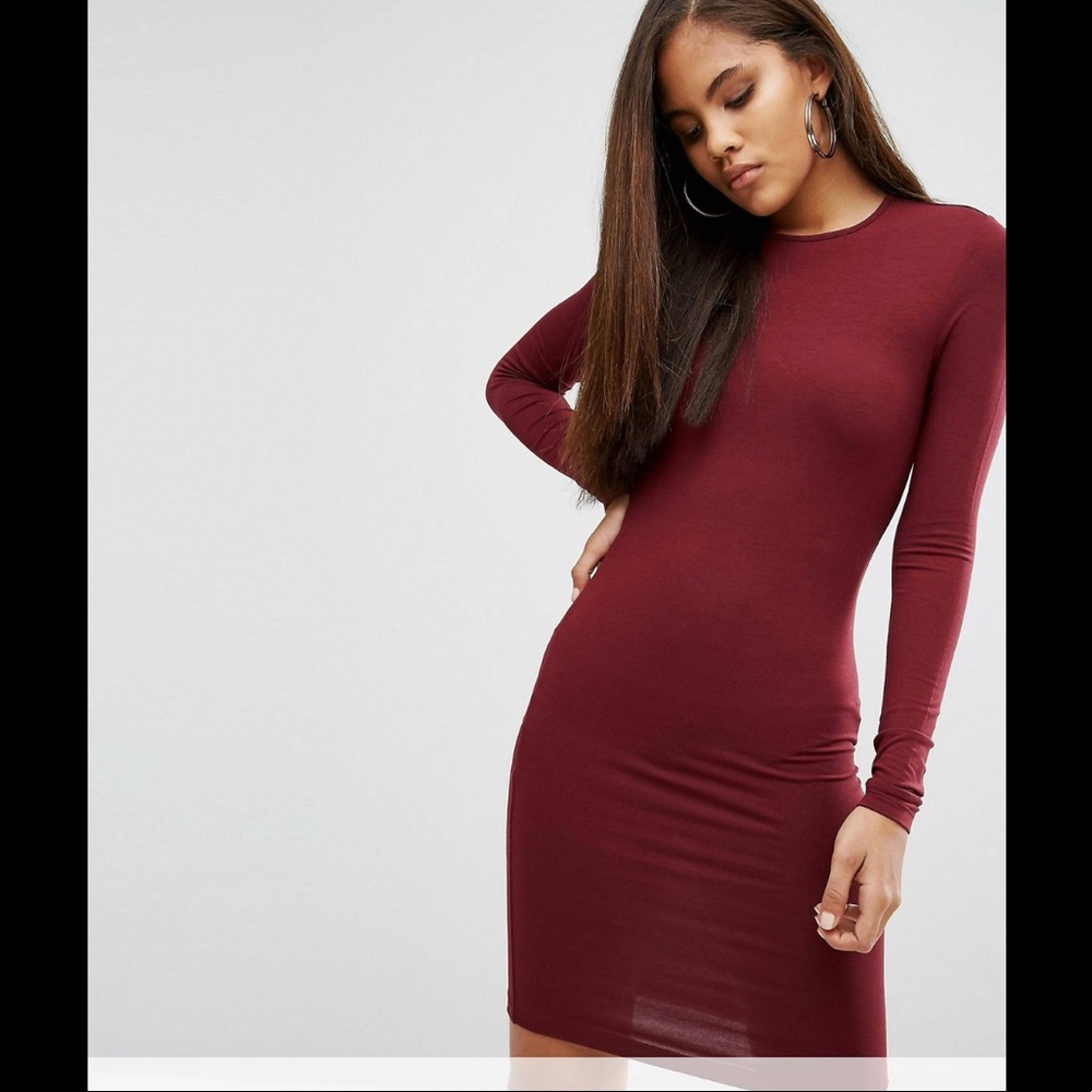 ASOS Red Long Sleeved Bodycon Mini Dress